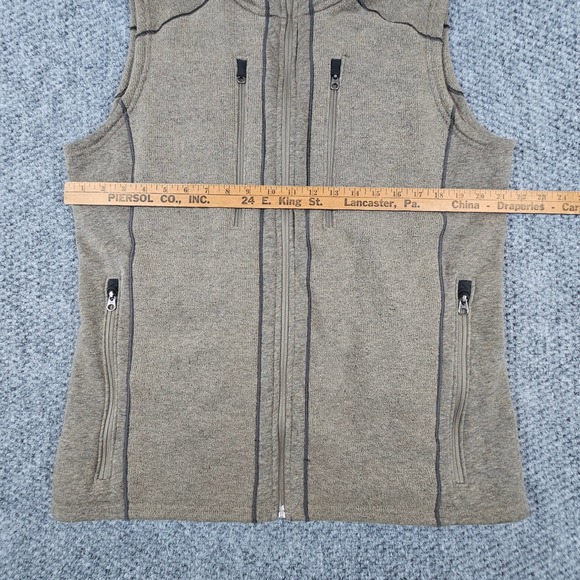 Kuhl Vest Mens Medium Taupe Full Zip Fleece Sweater Knit Outdoor Pockets Warm - Picture 5 of 8